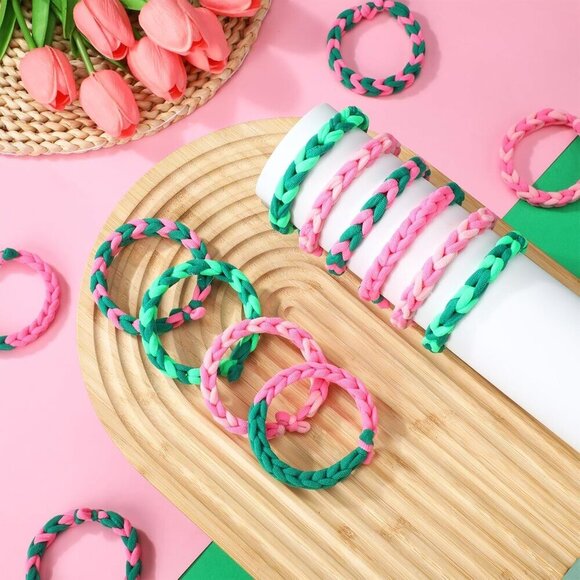 48 Pink and Green Party Favor Bracelets Friendship Gift Bulk for Women main image 7